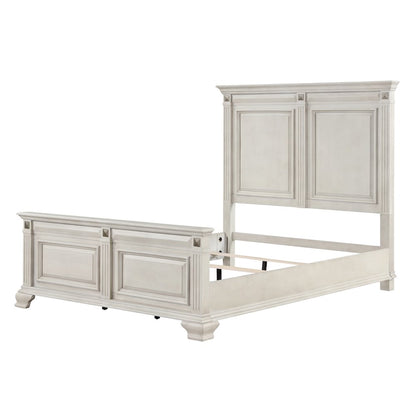 Distressed Parchment Wood Bedroom Set, Queen Bed, Dresser, Mirror,2 Nightstands