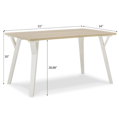 Alwynn White and Natural Wood 7-Pc Dining Set, Table with 6 Windsor Chairs