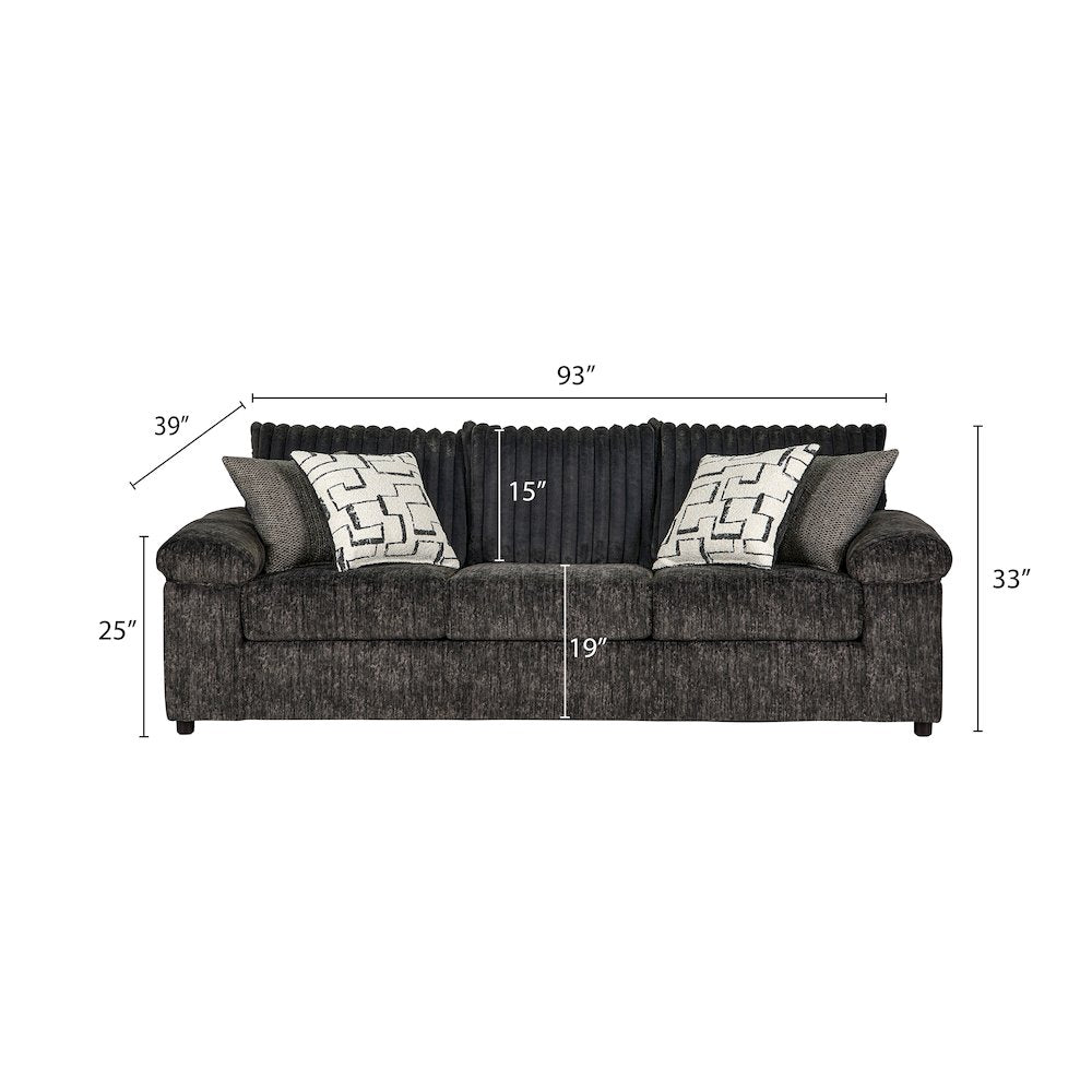 Nason Wide Wale Corduroy Living Room 4-Piece Sofa Set, Charcoal