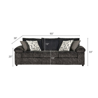 Nason Wide Wale Corduroy Living Room 4-Piece Sofa Set, Charcoal