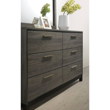 Antique Grey Finish Wood Bed Room Set, King Bed, Dresser, Mirror, 2 Night Stands