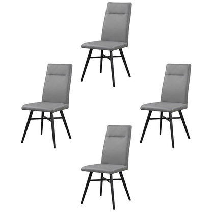 Faux Leather Metal Frame Modern Dining Room Chairs Set, Grey, Set of 4