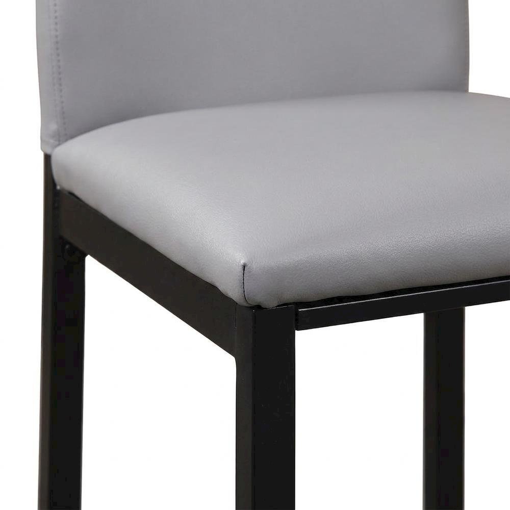 Faux Leather Metal Frame Modern Dining Room Chairs Set, Grey, Set of 4