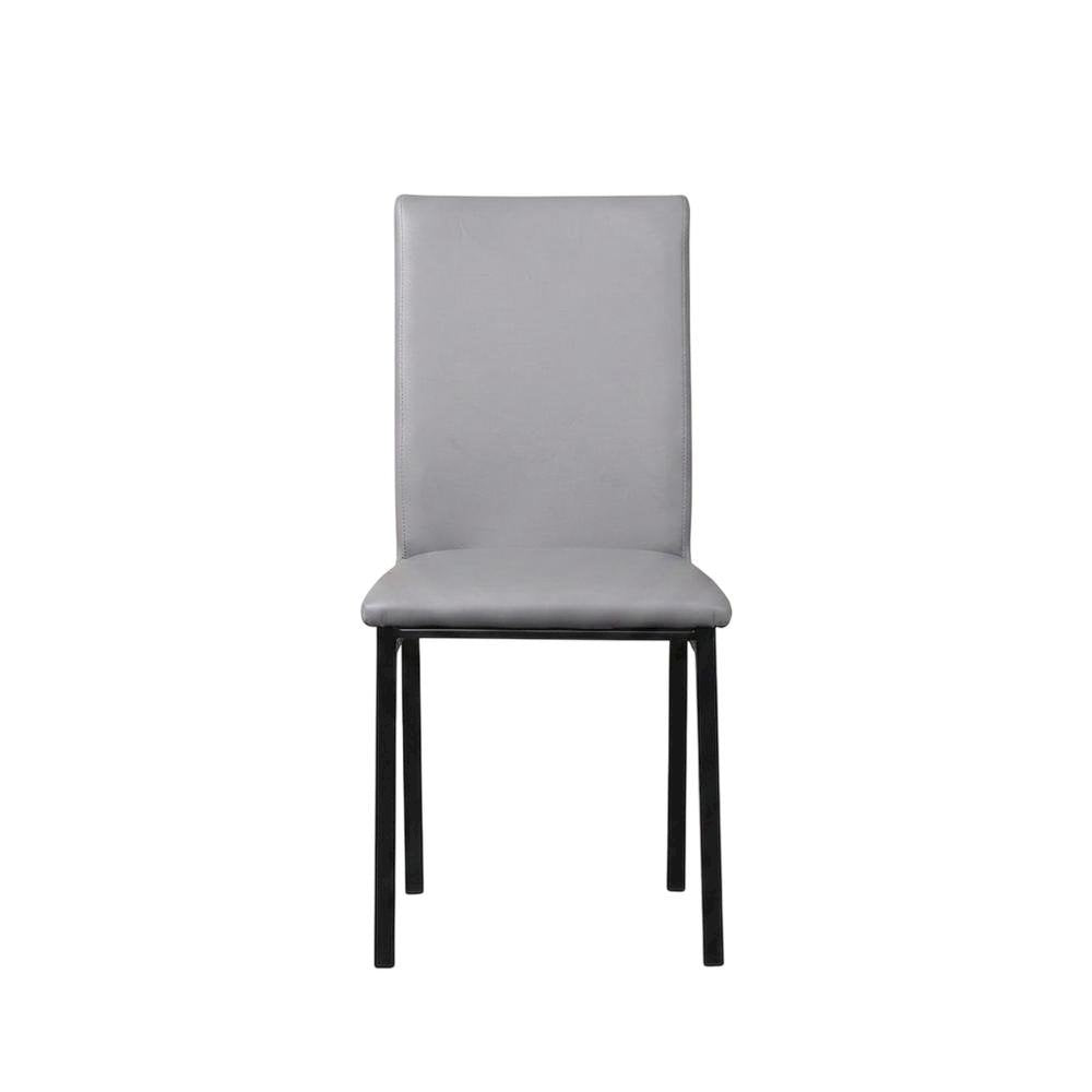 Faux Leather Metal Frame Modern Dining Room Chairs Set, Grey, Set of 4