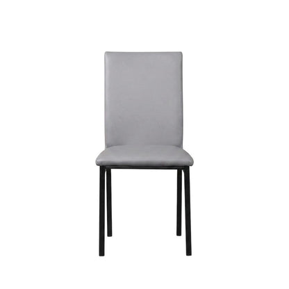 Faux Leather Metal Frame Modern Dining Room Chairs Set, Grey, Set of 4