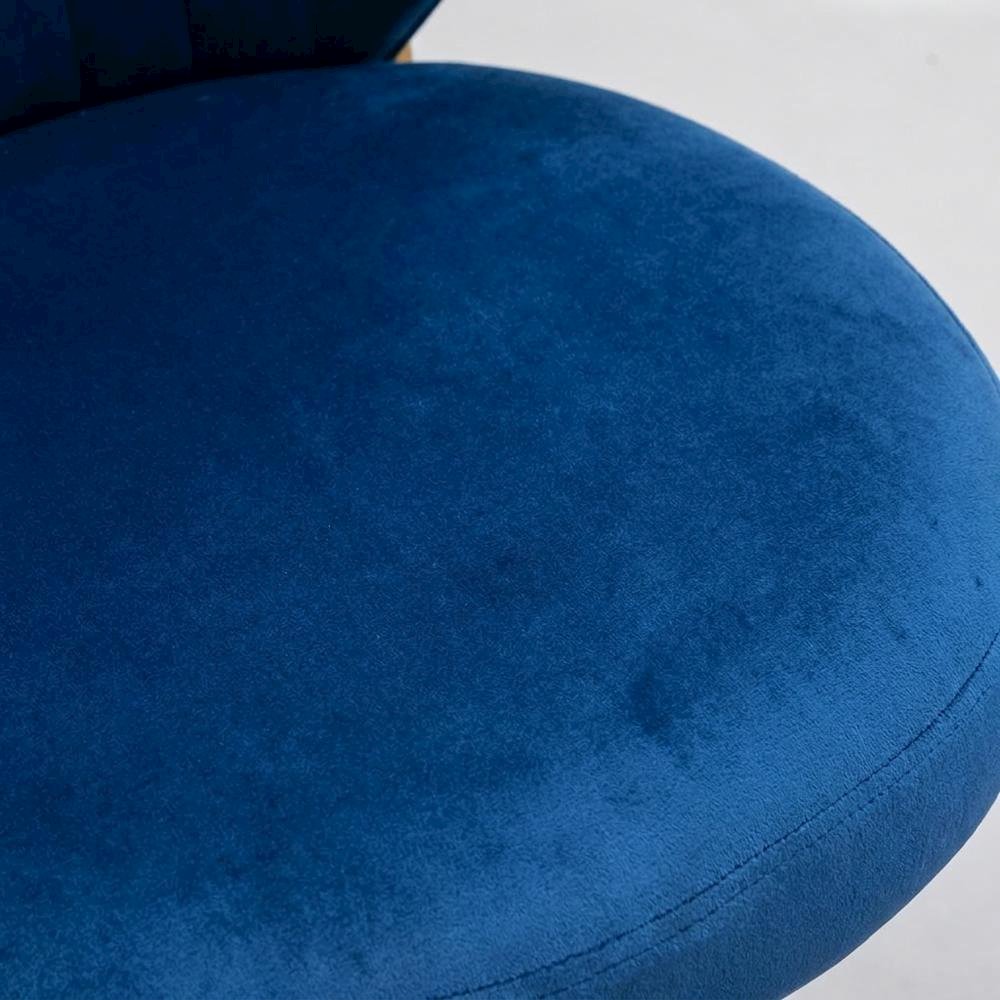 Velvet Upholstered Dining Chairs with Metal Legs, Blue, Set of 2
