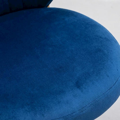 Velvet Upholstered Dining Chairs with Metal Legs, Blue, Set of 2