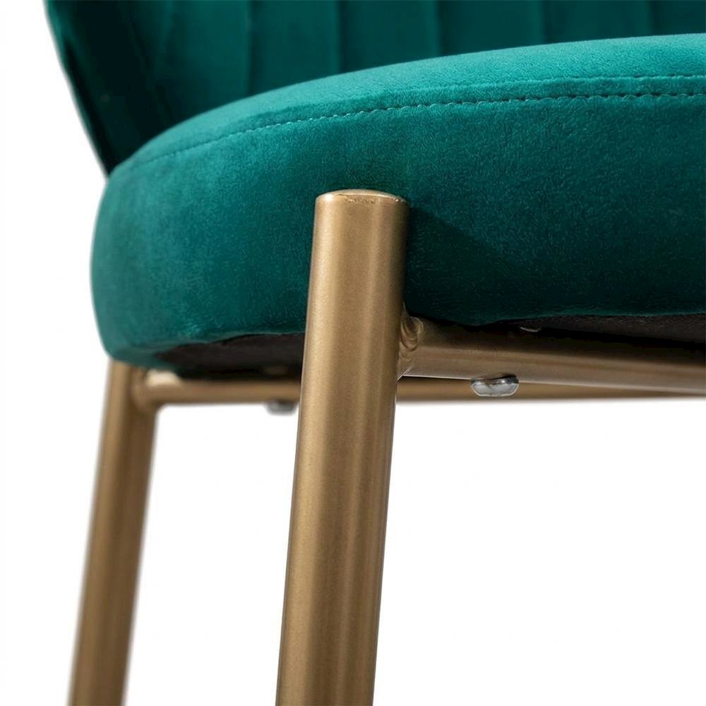 Velvet Upholstered Dining Chairs with Metal Legs, Green, Set of 2