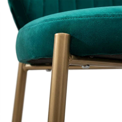 Velvet Upholstered Dining Chairs with Metal Legs, Green, Set of 2