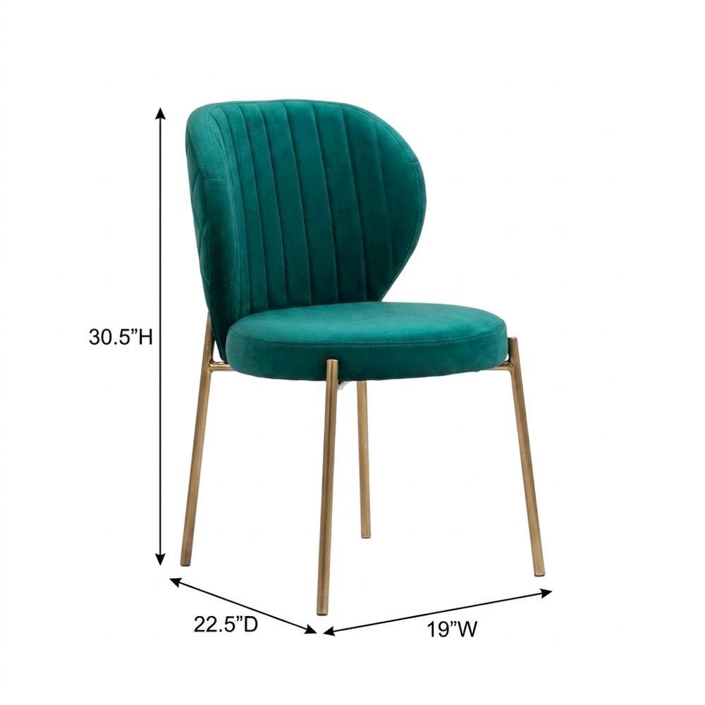 Velvet Upholstered Dining Chairs with Metal Legs, Green, Set of 2