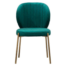 Velvet Upholstered Dining Chairs with Metal Legs, Green, Set of 2