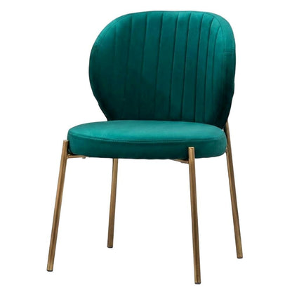 Velvet Upholstered Dining Chairs with Metal Legs, Green, Set of 2