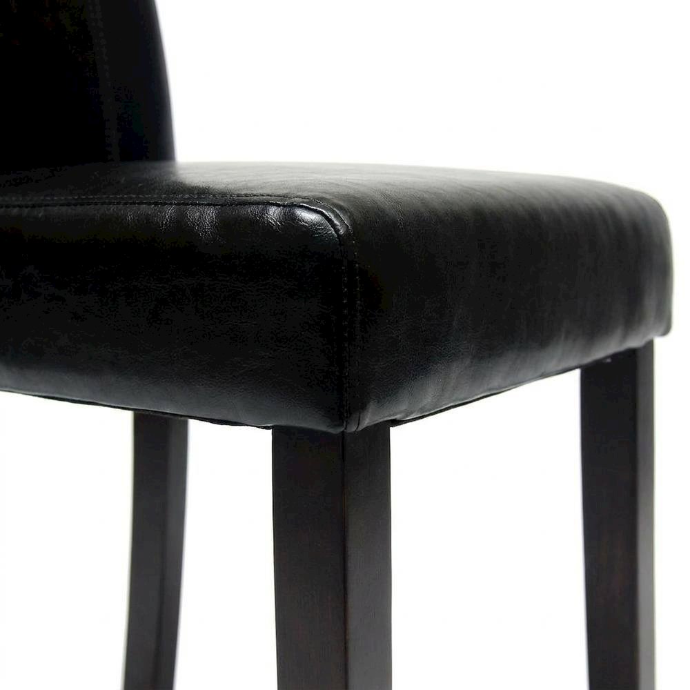 Solid Wood Faux Leather Upholstered Parson Dining Chairs, Black, Set of 2