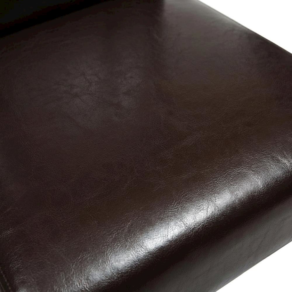 Solid Wood Faux Leather Upholstered Parson Dining Chairs, Brown, Set of 2