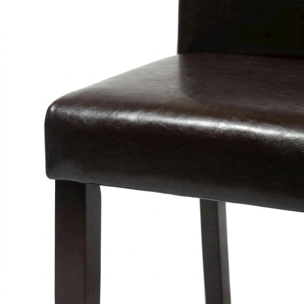 Solid Wood Faux Leather Upholstered Parson Dining Chairs, Brown, Set of 2