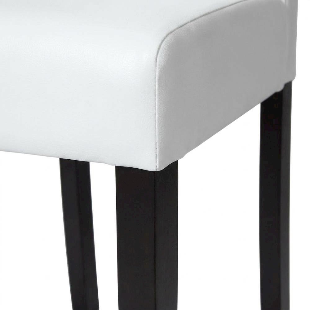 Solid Wood Faux Leather Upholstered Parson Dining Chairs, White, Set of 2