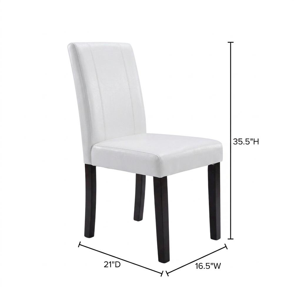 Solid Wood Faux Leather Upholstered Parson Dining Chairs, White, Set of 2