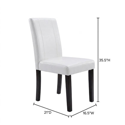 Solid Wood Faux Leather Upholstered Parson Dining Chairs, White, Set of 2