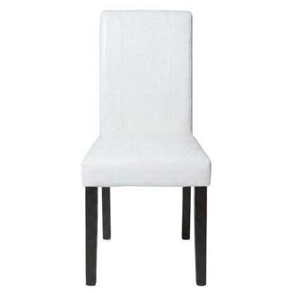 Solid Wood Faux Leather Upholstered Parson Dining Chairs, White, Set of 2