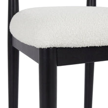 Boucle Upholstered Dining Chairs with Solid Wood Legs, Black, Set of 2