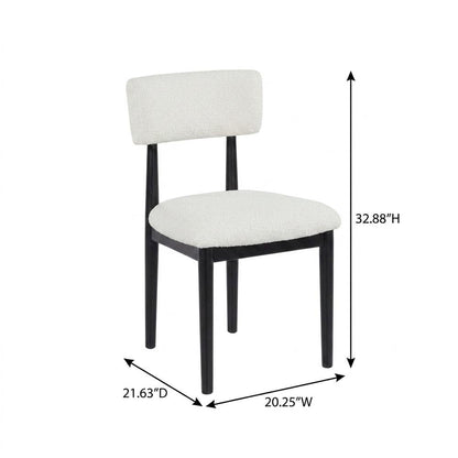 Boucle Upholstered Dining Chairs with Solid Wood Legs, Black, Set of 2