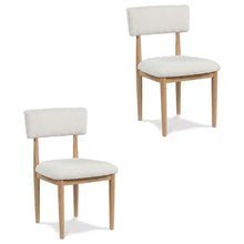 Boucle Upholstered Dining Chairs with Solid Wood Legs, Natural, Set of 2
