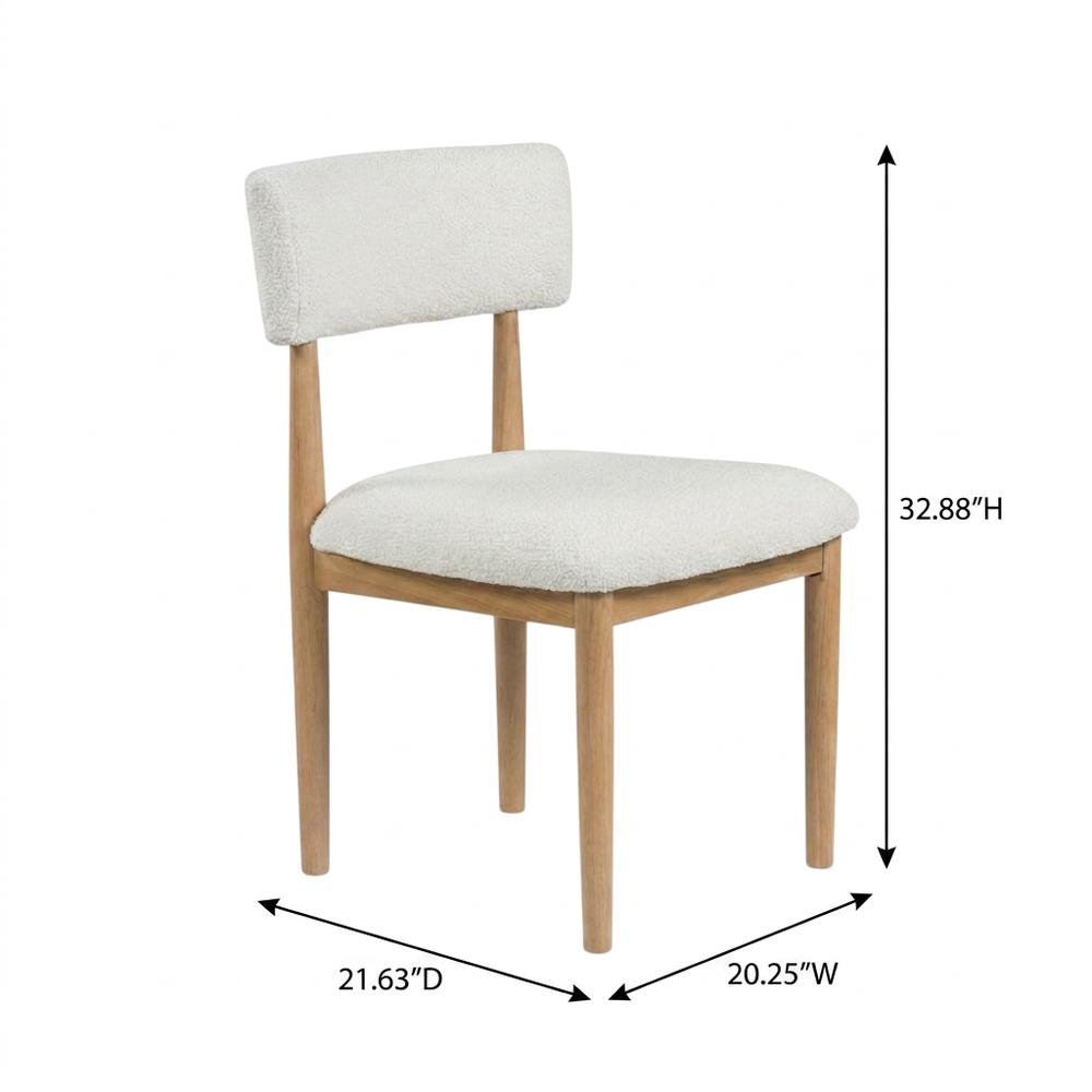 Boucle Upholstered Dining Chairs with Solid Wood Legs, Natural, Set of 2