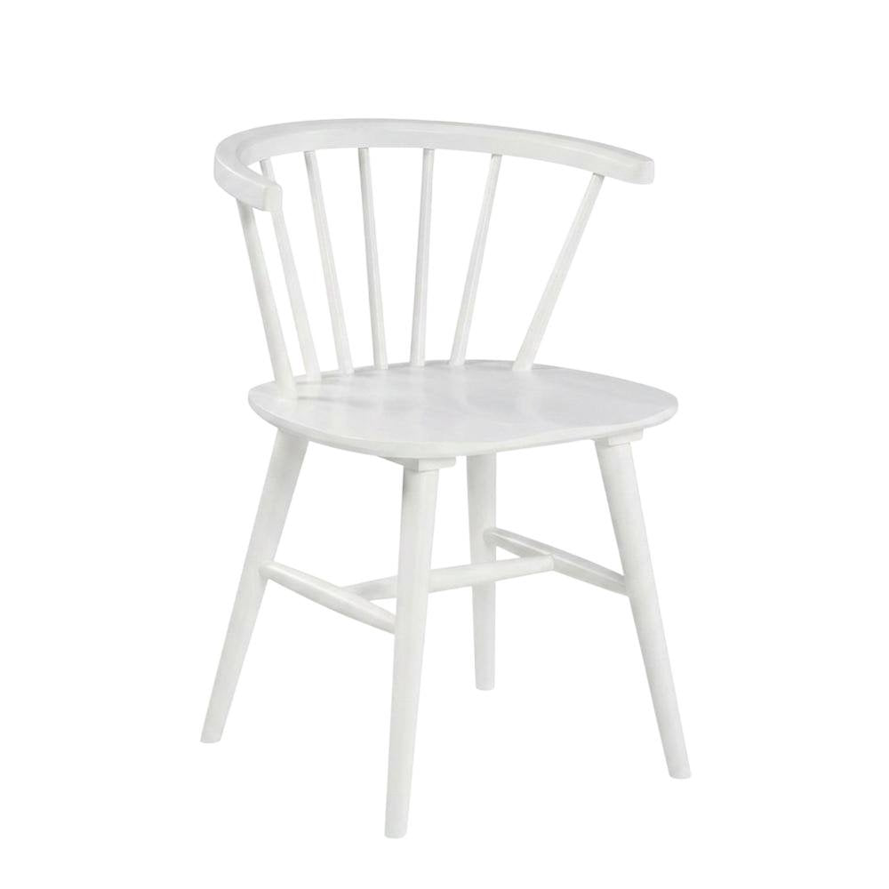 Wooden Spindle Back Windsor Dining Chairs, White, Set of 2