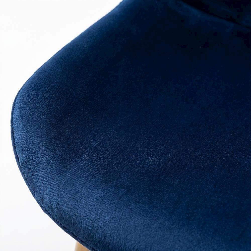 Modern Velvet Upholstered Dining Chairs with Metal Legs, Blue, Set of 2