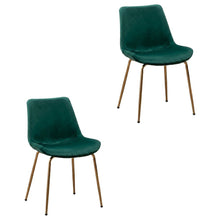 Modern Velvet Upholstered Dining Chairs with Metal Legs, Green, Set of 2