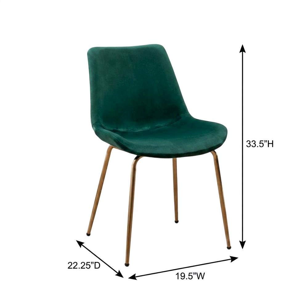Modern Velvet Upholstered Dining Chairs with Metal Legs, Green, Set of 2