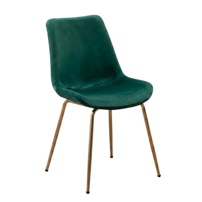 Modern Velvet Upholstered Dining Chairs with Metal Legs, Green, Set of 2