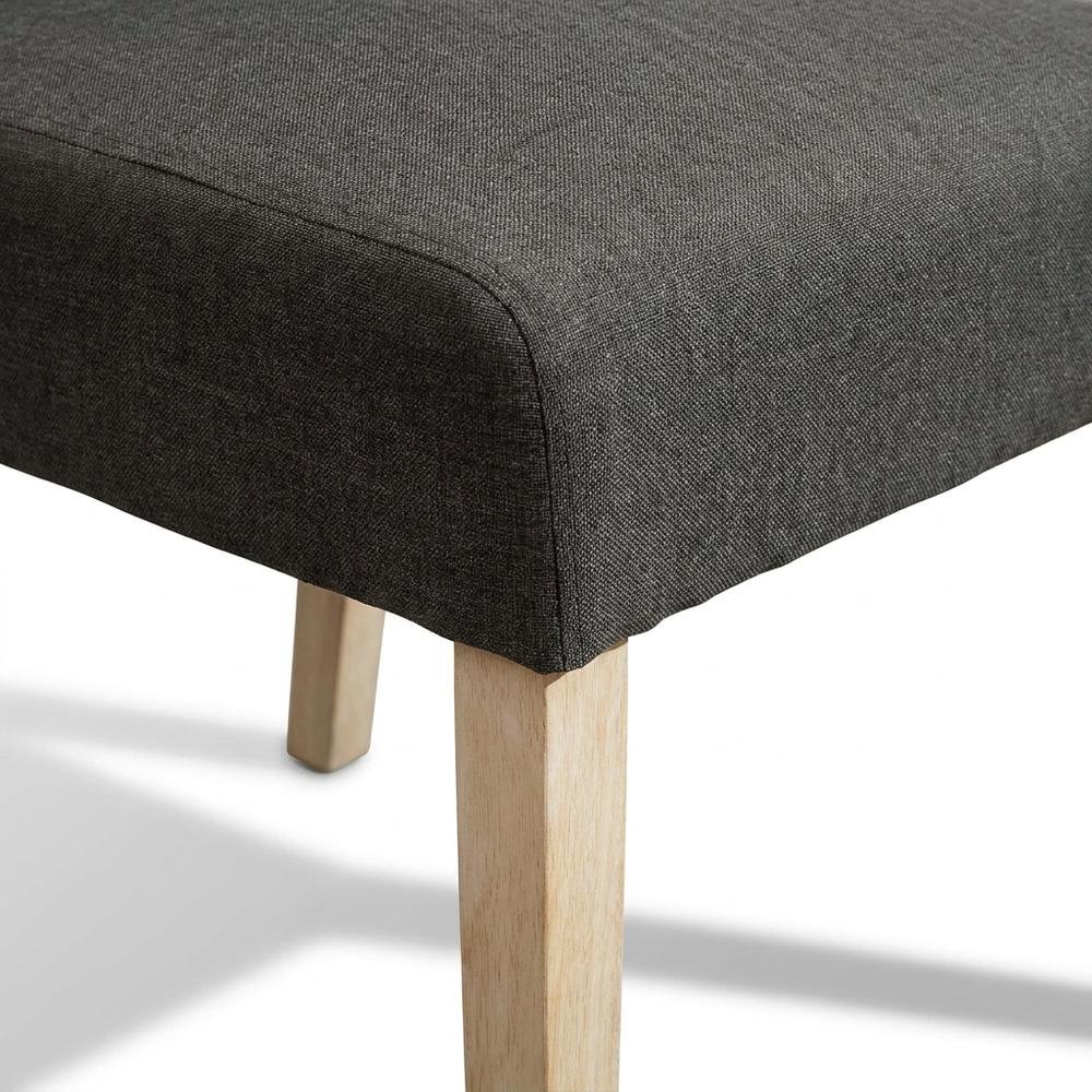 Solid Wood Tufted Parsons Upholstered Fabric Dining Chairs, Charcoal, Set of 2