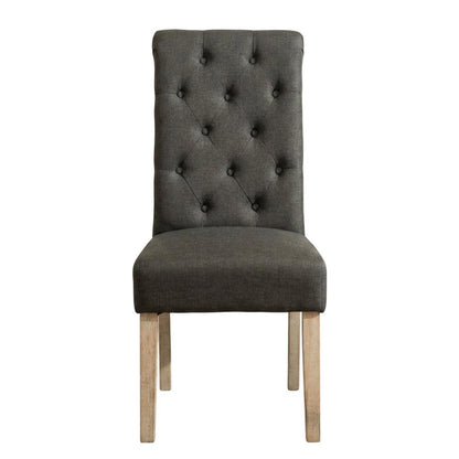 Solid Wood Tufted Parsons Upholstered Fabric Dining Chairs, Charcoal, Set of 2