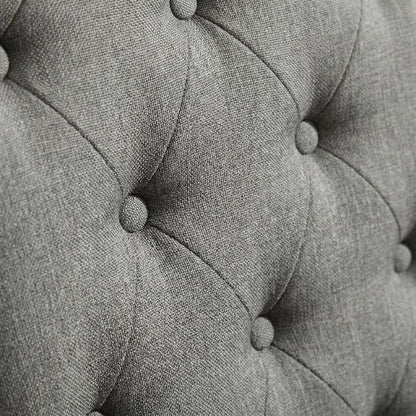 Solid Wood Tufted Parsons Upholstered Fabric Dining Chairs, Grey, Set of 2