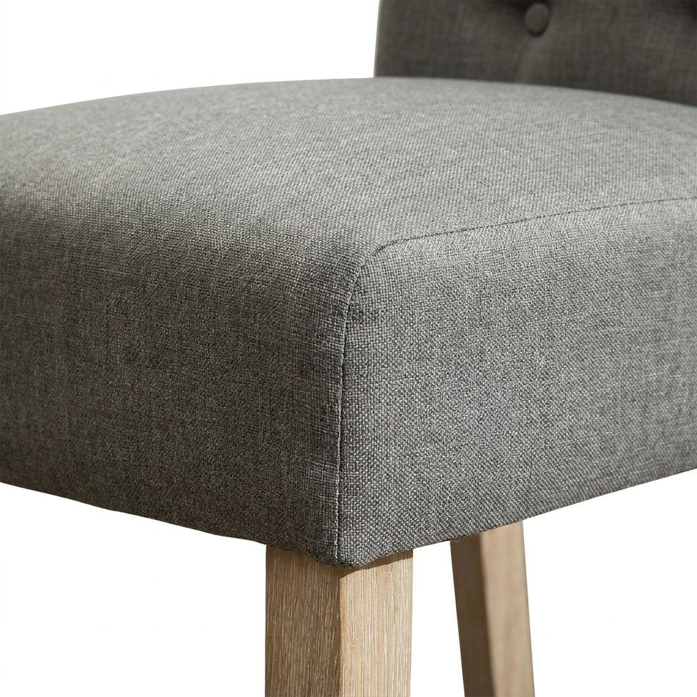 Solid Wood Tufted Parsons Upholstered Fabric Dining Chairs, Grey, Set of 2