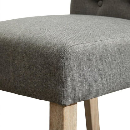 Solid Wood Tufted Parsons Upholstered Fabric Dining Chairs, Grey, Set of 2