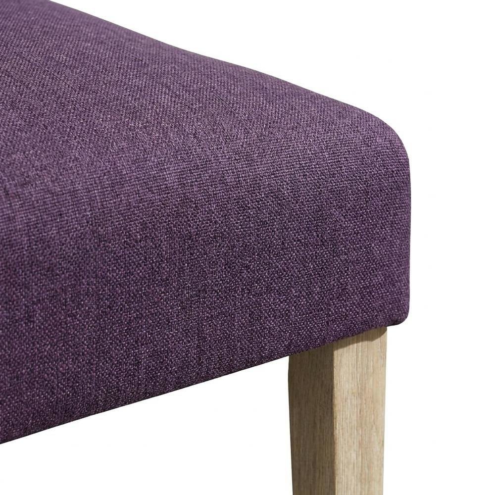 Solid Wood Tufted Parsons Upholstered Fabric Dining Chairs, Purple, Set of 2