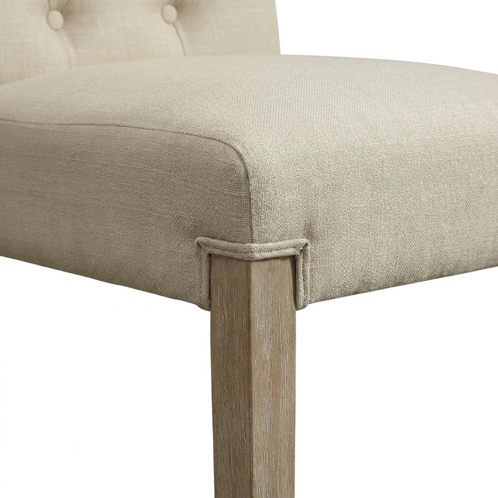 Solid Wood Tufted Parsons Upholstered Fabric Dining Chairs, Tan, Set of 2