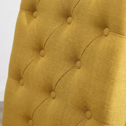 Solid Wood Tufted Parsons Upholstered Fabric Dining Chairs, Yellow, Set of 2