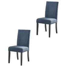 Fabric-Upholstered Dining Chairs with Nailhead Trim, Blue, Set of 2