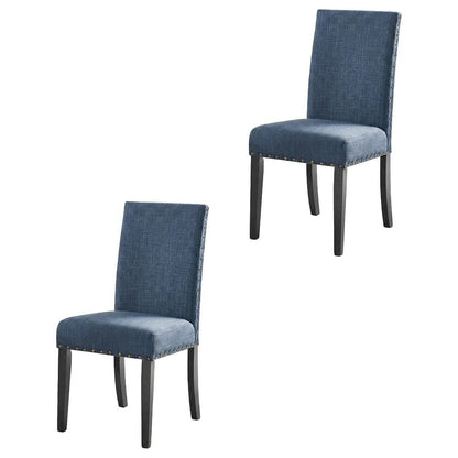 Fabric-Upholstered Dining Chairs with Nailhead Trim, Blue, Set of 2