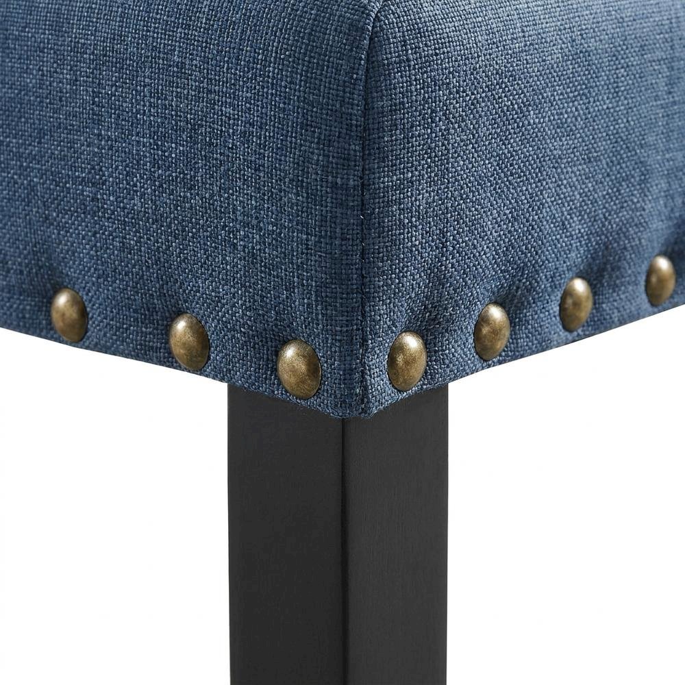 Fabric-Upholstered Dining Chairs with Nailhead Trim, Blue, Set of 2