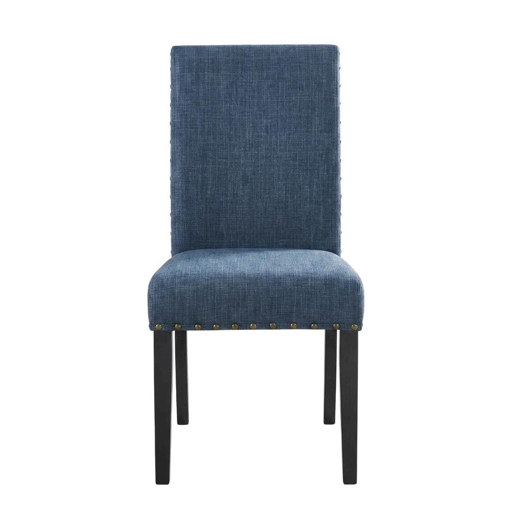 Fabric-Upholstered Dining Chairs with Nailhead Trim, Blue, Set of 2