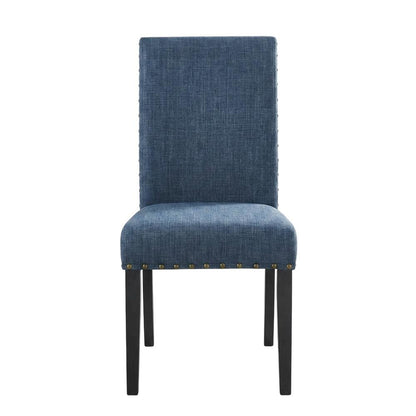Fabric-Upholstered Dining Chairs with Nailhead Trim, Blue, Set of 2