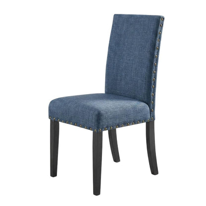 Fabric-Upholstered Dining Chairs with Nailhead Trim, Blue, Set of 2