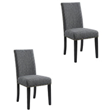 Fabric-Upholstered Dining Chairs with Nailhead Trim, Grey, Set of 2