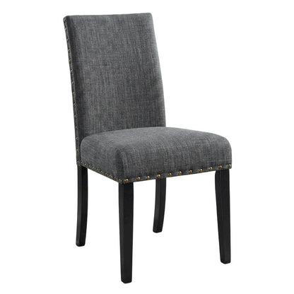 Fabric-Upholstered Dining Chairs with Nailhead Trim, Grey, Set of 2