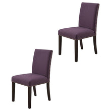 Fabric Upholstered Dining Chairs with Nailhead Trim, Purple, Set of 2