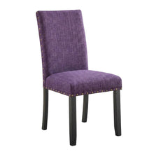 Fabric Upholstered Dining Chairs with Nailhead Trim, Purple, Set of 2
